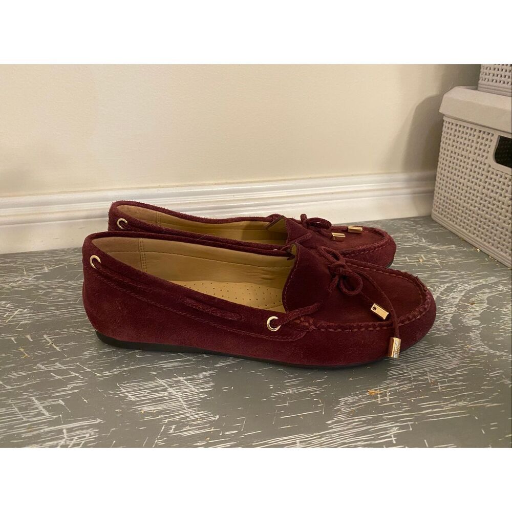 Michael Kors size 6 Women's Sutton Moccasin Flat Loafers shoes burgundy leather